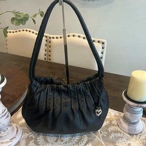 Brighton Elegant Black Bag with Silver Accents - EUC